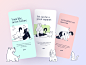 Yoga Onboarding App character vector sport fitness kit animal cute app healthy yoga dog cat onboarding minimal illustration