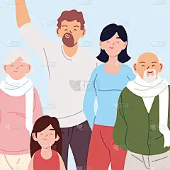 全家福，父母，祖父母和女儿