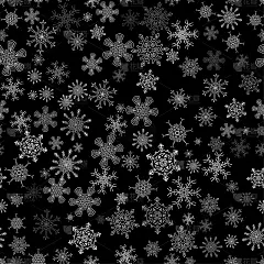 黑色无缝圣诞图案与不同的雪花
