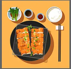 精品14款手绘美食鱼汤饭菜蛋糕蔬菜营养餐插画海报矢量图设计素材-淘宝网