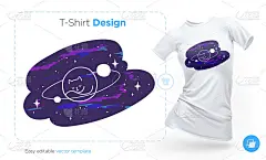 太空猫星球t恤设计。可以打印衣服、海报或纪念品。向量