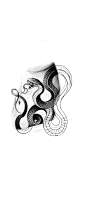 This may contain: a black and white drawing of a snake