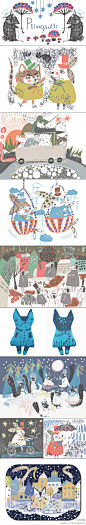 瑞典儿童绘本作者、图案设计师 Plingsulli（原名Ulrika Gustafsson）的作品。她的网站：http://t.cn/zTGg6Mr 