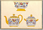 上次介绍的1825年—1850年代法国艺术家的瓷器杯子设计图集中另外一部分欧洲茶具中的奶壶，糖罐和茶壶的设计图，同样精美。
