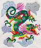 Colorful Asian Dragon Embroidered Waffle Weave Hand_Dish Towel