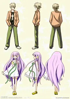 对动漫 人物  造型  分析 以及人物正面  全侧   背面  的 造型   进行 来画 的