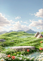 春天场景 草地 清新背景  大气