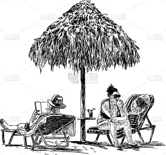 草图,人,海滩,丈夫,婚姻,妻子,女人,一对,休闲,坐