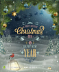 圣诞松枝彩球星星雪花海报设计矢量图片素材背景模版下载