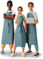 young people in the aprons with gadgets Illustration in PNG, SVG