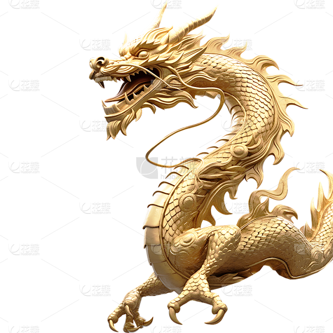 龙年春节3D金属龙中国龙元素