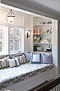 cozy window seat with shelving | Home & Furniture | Pinterest