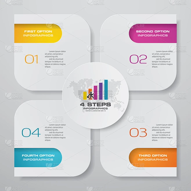 4 steps simple&editable process chart infographics素材-花瓣网