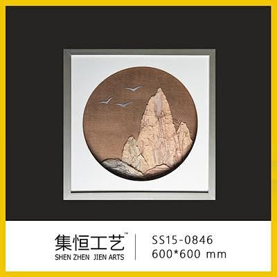 原创现代中式纯手工立体实物画酒店会所样板...