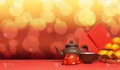 茶,春节,传统节日,龙,茶壶,雕刻图像,2020,贺卡,彩色背景