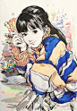 独具特色的水墨女孩速写。

插画师：迟迟CHICHi速写 ​​​​