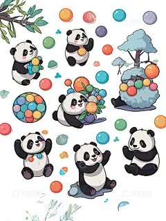 扁平风 插画 治愈插画 大熊猫高清模板免费下载-趣麦麦图