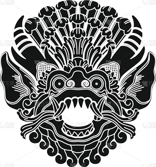 印度尼西亚,传统,黑色,动物头,部落艺术...