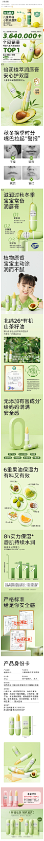 植物妈妈儿童润唇膏女童宝宝唇膏保湿滋润防干裂男孩小女孩专用