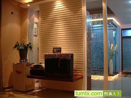 流行中式中户型客厅效果图电视墙