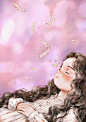 【韩国插画家Aeppol 的「森林女孩日记」系列插画】—— 春天的下午，睡意就像羽毛轻拂眼皮… ~ 