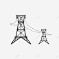 黑色手绘高压电线塔 设计图片 免费下载 页面网页 平面电商 创意素材