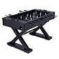 Z Gallerie partnered with one of the most reputable and finest construction game room furniture makers in the world. Our exclusive foosball is finished in a rich black stain with silver and black players. The combination of metal and wood gives this foosb