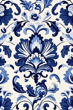青花瓷花纹插画绘画