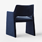 Foley Faux Mohair Navy Dining Armchair (Open Larger View)