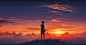 Anime 1640x860 anime girls anime sunset sky clouds original characters