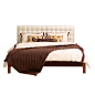 皮艺板式床1.5 1.8米简约中式卧室双人床