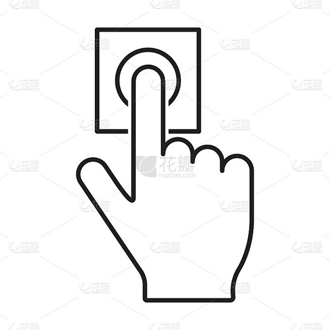 手按门铃按钮图标矢量平面设计，logo，网站，社交媒体，手机app, UI