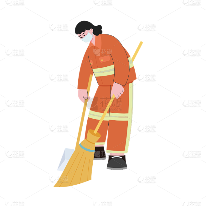 矢量风-职业形象插画-环卫工人
