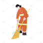 矢量风-职业形象插画-环卫工人