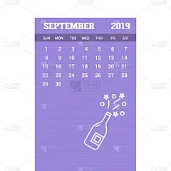 九月,模板,2019,日历,新年前夕,华丽的,商务,事件,2020,问候