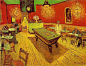 《夜间室内咖啡座》是知名的荷兰画家梵高的作品之一，他于1888年9月在法国普罗旺斯的阿尔勒所绘，目前收藏在荷兰的克勒勒·米勒博物馆内。 梵高当年在阿尔勒描绘的这家咖啡馆如今依然矗立在拉马丁广场。梵高抵达阿尔勒后，一直住在这里，后来怀着建造艺术家聚居地的希望，搬入黄房子，与高更共同生活了两个月。"我想尽力表现咖啡馆是一个使人毁掉自己、发狂或者犯罪的地方。我要尽力以红色与绿色表现人的可怕激情。我要尽力表现下等酒店的黑暗的势力，所有这些都是处于一种魔鬼似的淡硫磺色与火炉似的气氛中"。