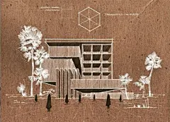 牛皮纸纹理底图+su模型+手绘线条，一个效果图处理完成~ ​​​​