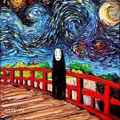 美国艺术家 Aja Kusick，将动漫等人物画入了梵高的画中，超有爱 ​​​​