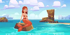 卡通美人鱼  - 源文件下载【酷图网】卡通美人鱼,卡通,素材,插图,元素,矢量,可爱,美人鱼插画,美人鱼,小美人鱼,海报素材,手绘,手绘美人鱼,美人鱼素材,美人鱼元素,人鱼公主,鲛人,海妖,绘本,海底世界,水族馆,水下,人鱼,图案,唯美,梦幻,童话,女性,人物,美女,鱼美人,性感美人鱼,女孩,幼儿园,宝宝宴,扁平,渐变,海面,蓝天,背景