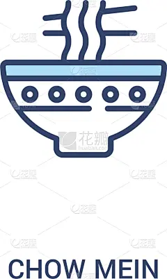 炒面,概念,计算机图标,线条,极简构图,两个物体,蔬菜,馄饨,午餐,烹调