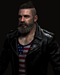 Rider Portrait, Nukey Hsieh : Hey guys, This is recent personal work called"Rider", I used my casual time to do this work, Hope you guys like it. I used Maya and Zbrush for sculpting, Substance and photoshop for texturing, Xgen for hair, Beard a