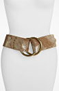 Lauren Ralph Lauren Metallic Washed Leather Double Ring Belt | Nordstrom: 