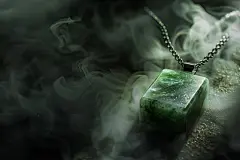 精美的古董玉石翡翠项链摄影图片