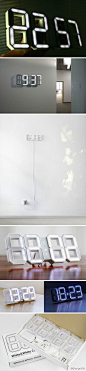 【225PD产品设计】由Vadim Kibardin设计的White & White Clock，是传统数字钟的三维表达。www.design360.com
