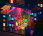 Voxel city - Voxel art : A colorful and chaotic city made in voxels.