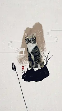 手机壁纸 喵星人 中国风