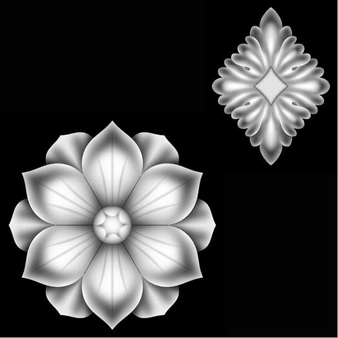 OYP011精雕图灰度浮雕图雕刻洋花