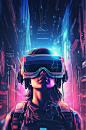 AI数字艺术炫酷赛博朋克VR眼镜人物图片-众图网