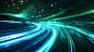 green blue glowing neon moving high speed waveline abtract wallpaper background, High-resolution photography, Octane render, and studio lighting,