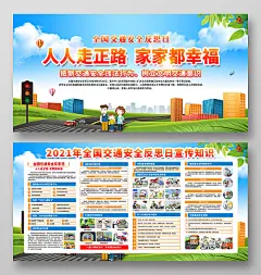 蓝色风格全国交通安全反思日宣传栏
